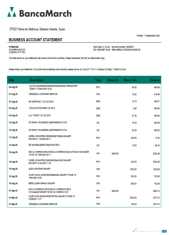 Download Spain BancaMarch organization statement Word and PDF template Photoshop template